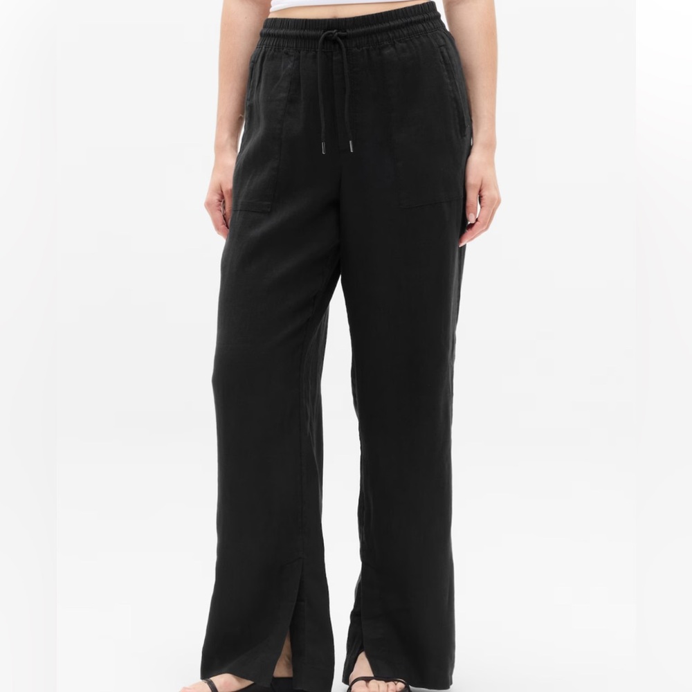 Athleta Retreat linen high rise pant black SP